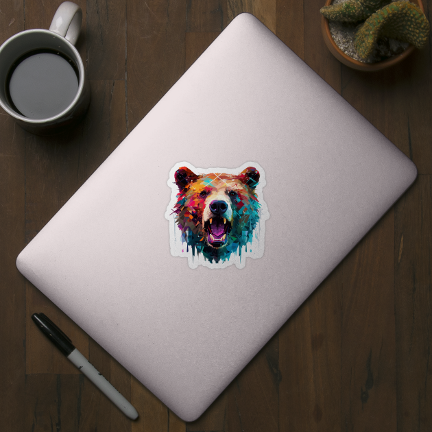 Grizzly Bear Animal Freedom World Wildlife Wonder Abstract by Cubebox